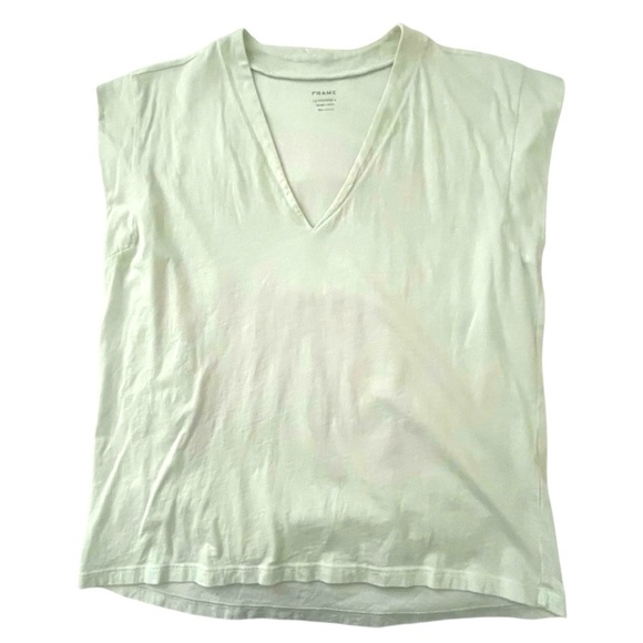 FRAME Le Mid Rise V Tee Light Mint Green Organic Pima Cotton Women’s Small - Picture 1 of 7